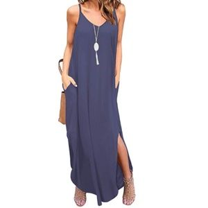 Women's Summer Loose Beach Long Dress w/Pockets